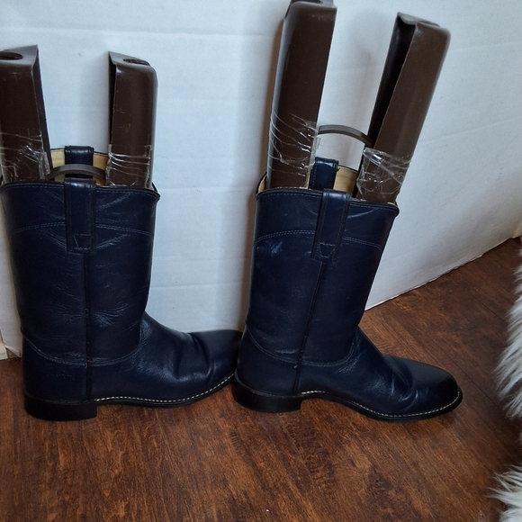 Roy Cooper Made In USA Blue Leather Cowboy Boots 6.5 - Picture 4 of 13